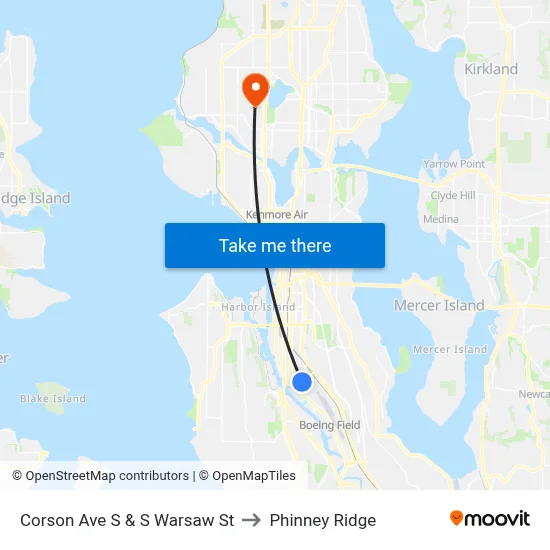 Corson Ave S & S Warsaw St to Phinney Ridge map