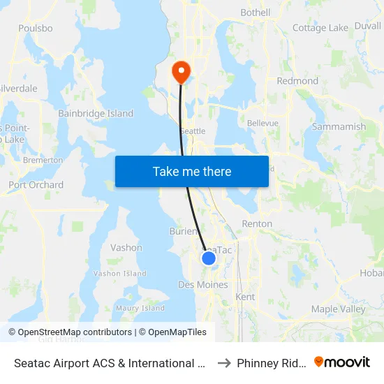 Seatac Airport ACS & International Blvd to Phinney Ridge map