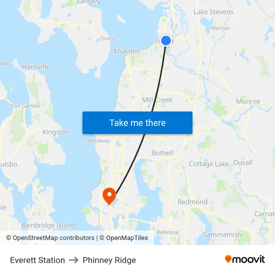 Everett Station to Phinney Ridge map