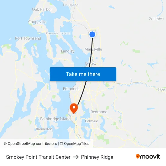 Smokey Point Transit Center to Phinney Ridge map
