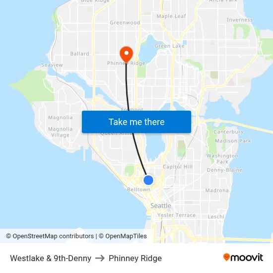 Westlake & 9th-Denny to Phinney Ridge map