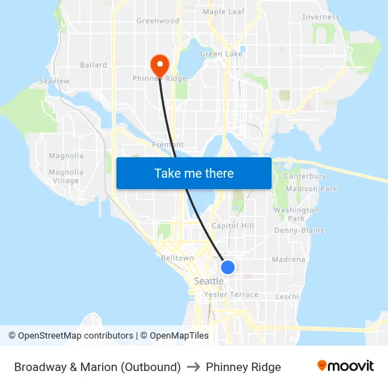 Broadway & Marion (Outbound) to Phinney Ridge map