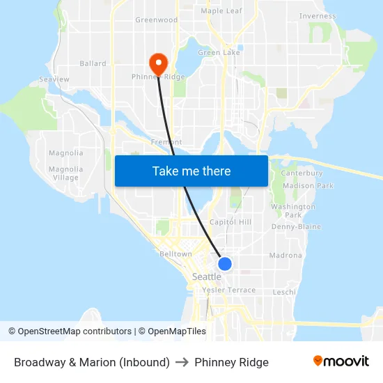 Broadway & Marion (Inbound) to Phinney Ridge map