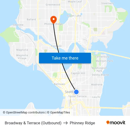Broadway & Terrace  (Outbound) to Phinney Ridge map