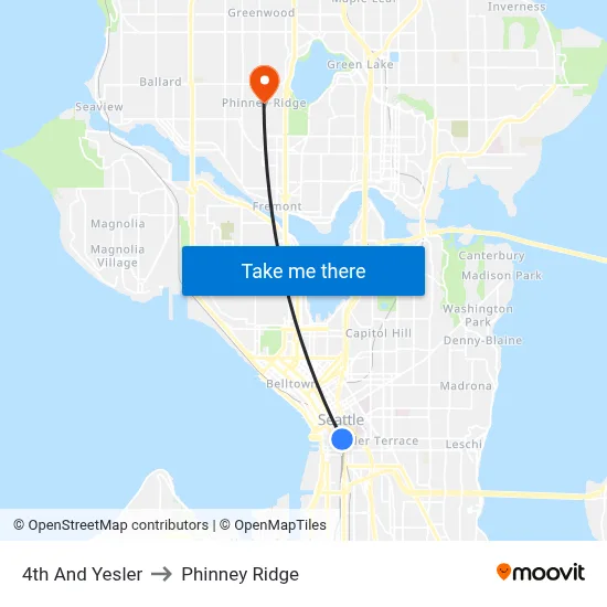 4th And Yesler to Phinney Ridge map
