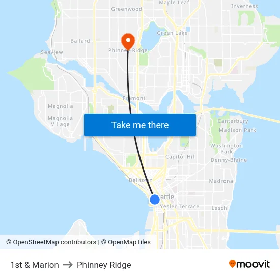 1st & Marion to Phinney Ridge map