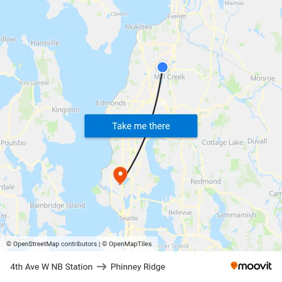 4th Ave W NB Station to Phinney Ridge map