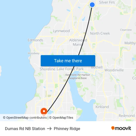 Dumas Rd NB Station to Phinney Ridge map