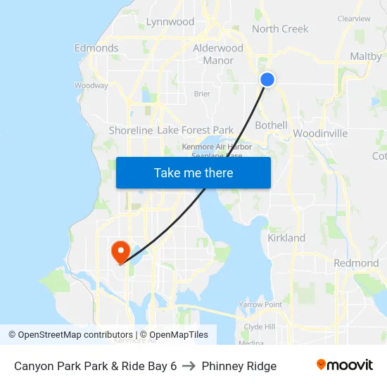 Canyon Park Park & Ride Bay 6 to Phinney Ridge map