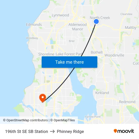 196th St SE SB Station to Phinney Ridge map
