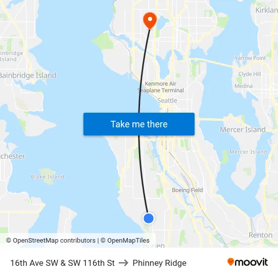 16th Ave SW & SW 116th St to Phinney Ridge map