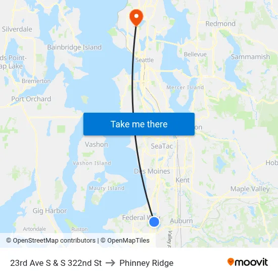 23rd Ave S & S 322nd St to Phinney Ridge map