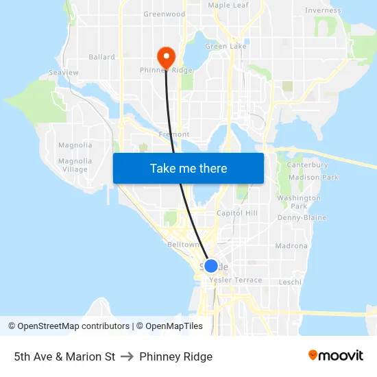 5th Ave & Marion St to Phinney Ridge map