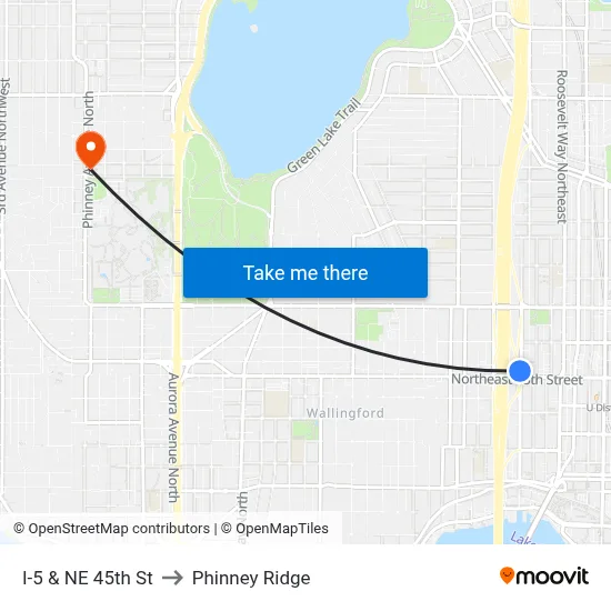 I-5 & NE 45th St to Phinney Ridge map