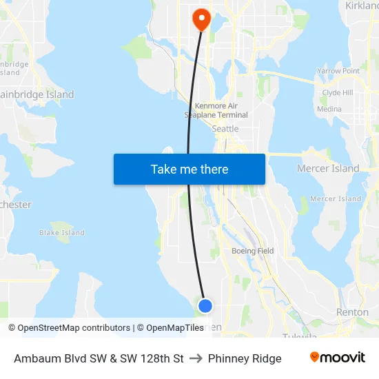 Ambaum Blvd SW & SW 128th St to Phinney Ridge map
