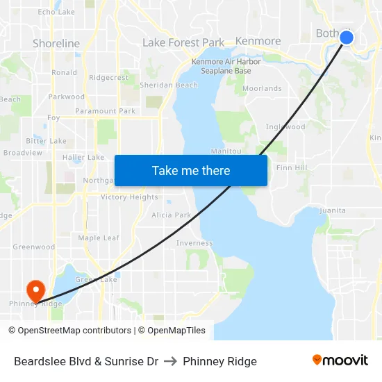 Beardslee Blvd & Sunrise Dr to Phinney Ridge map