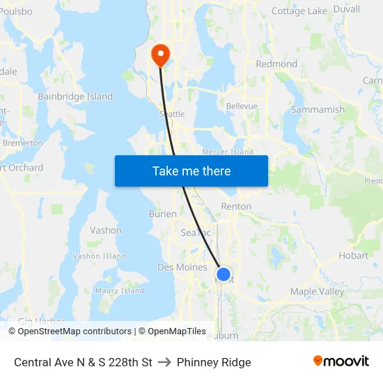 Central Ave N & S 228th St to Phinney Ridge map