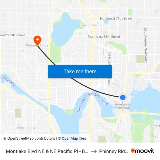 Montlake Blvd NE & NE Pacific Pl - Bay 3 to Phinney Ridge map