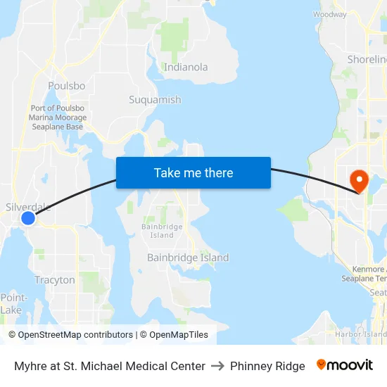 Myhre at St. Michael Medical Center to Phinney Ridge map