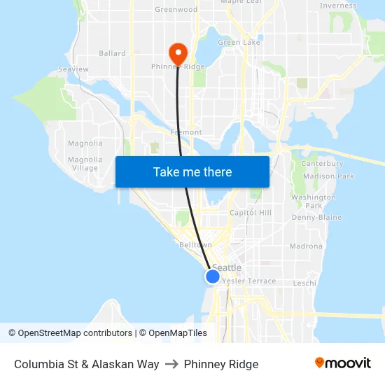 Columbia St & Alaskan Way to Phinney Ridge map