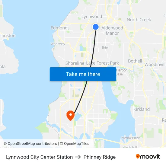 Lynnwood City Center Station to Phinney Ridge map