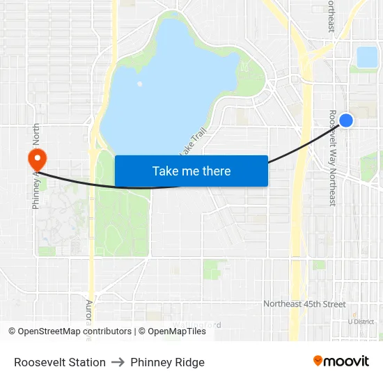 Roosevelt Station to Phinney Ridge map