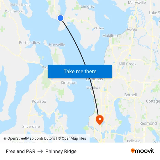 Freeland P&R to Phinney Ridge map