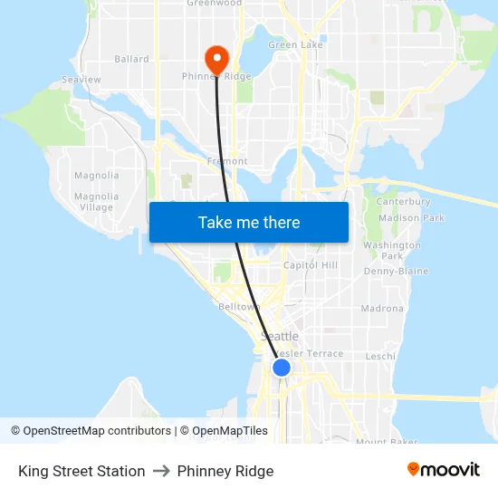 King Street Station to Phinney Ridge map