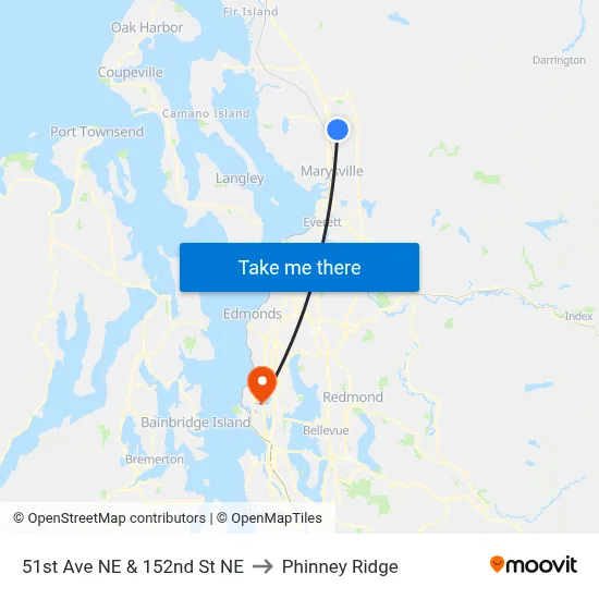 51st Ave NE & 152nd St NE to Phinney Ridge map