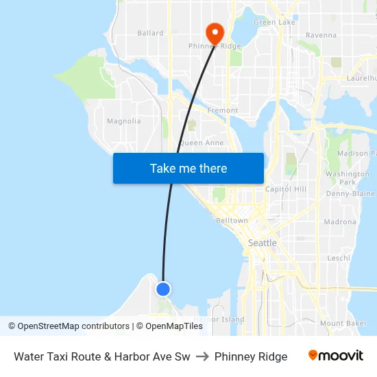 Water Taxi Route & Harbor Ave Sw to Phinney Ridge map