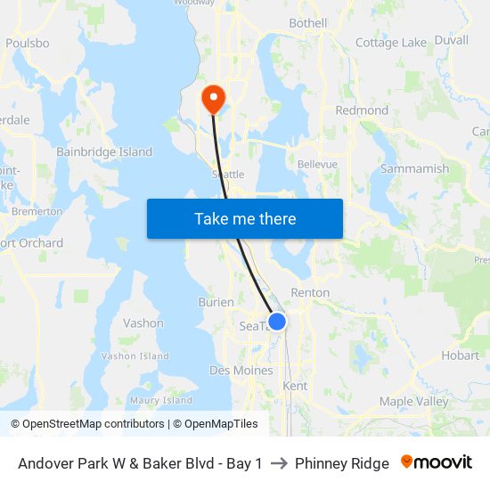 Andover Park W & Baker Blvd - Bay 1 to Phinney Ridge map