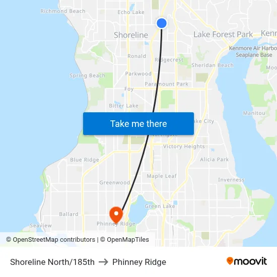 Shoreline North/185th to Phinney Ridge map