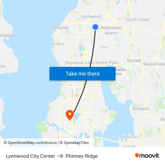 Lynnwood City Center to Phinney Ridge map