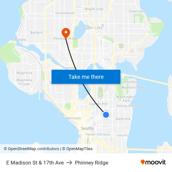 E Madison St & 17th Ave to Phinney Ridge map