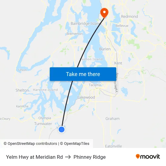 Yelm Hwy at Meridian Rd to Phinney Ridge map