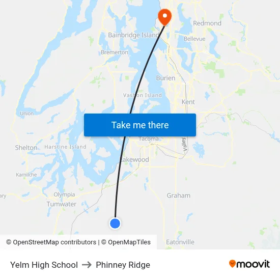 Yelm High School to Phinney Ridge map
