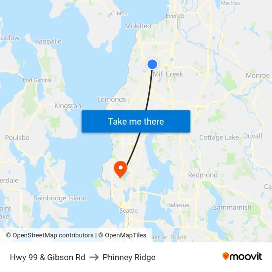 Hwy 99 & Gibson Rd to Phinney Ridge map