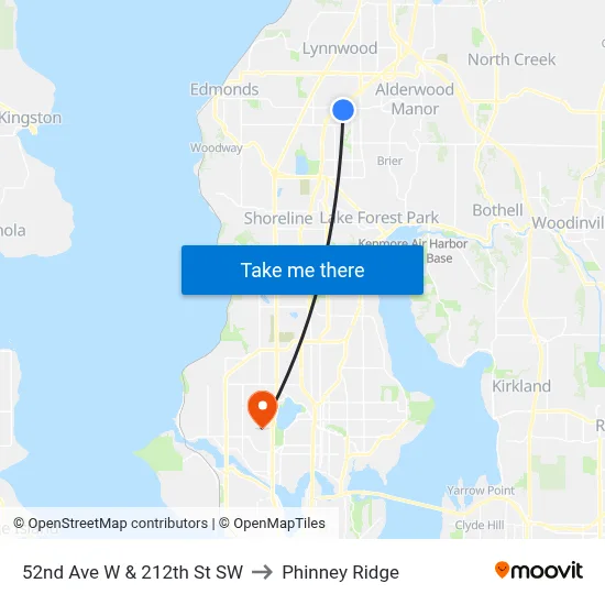 52nd Ave W & 212th St SW to Phinney Ridge map