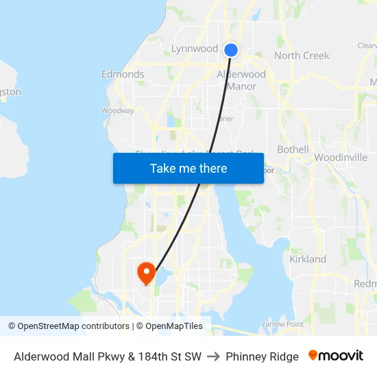 Alderwood Mall Pkwy & 184th St SW to Phinney Ridge map