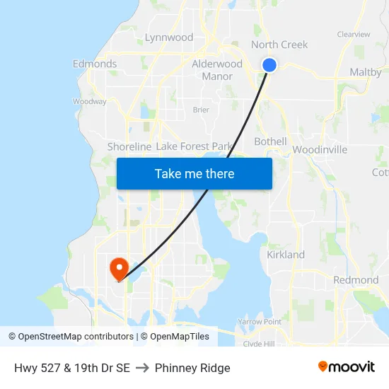 Hwy 527 & 19th Dr SE to Phinney Ridge map