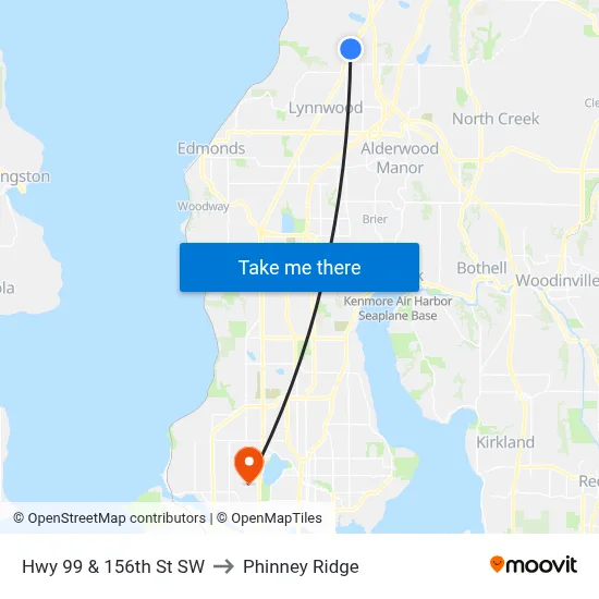 Hwy 99 & 156th St SW to Phinney Ridge map