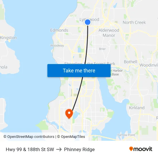 Hwy 99 & 188th St SW to Phinney Ridge map