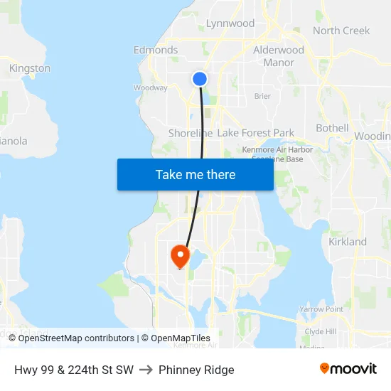 Hwy 99 & 224th St SW to Phinney Ridge map