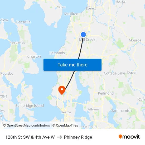 128th St SW & 4th Ave W to Phinney Ridge map