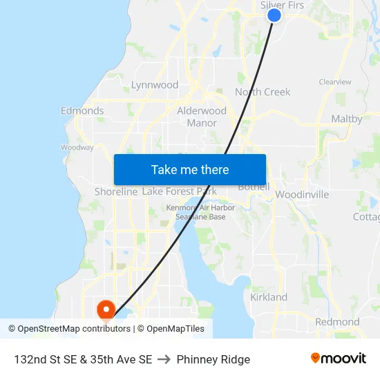 132nd St SE & 35th Ave SE to Phinney Ridge map