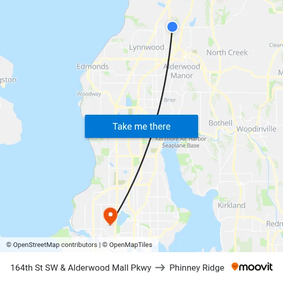 164th St SW & Alderwood Mall Pkwy to Phinney Ridge map