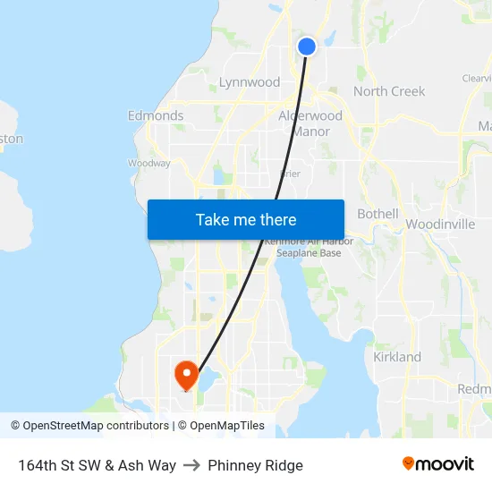164th St SW & Ash Way to Phinney Ridge map