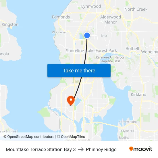 Mountlake Terrace Station Bay 3 to Phinney Ridge map