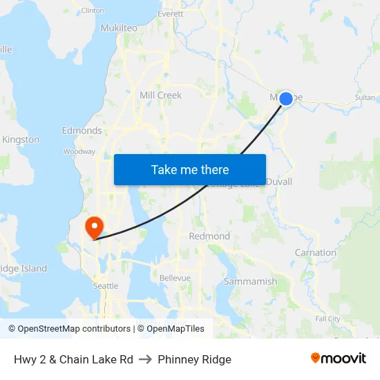 Hwy 2 & Chain Lake Rd to Phinney Ridge map