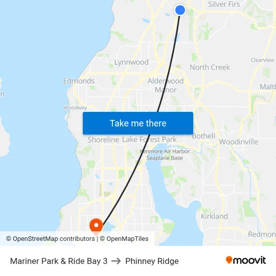 Mariner Park & Ride Bay 3 to Phinney Ridge map